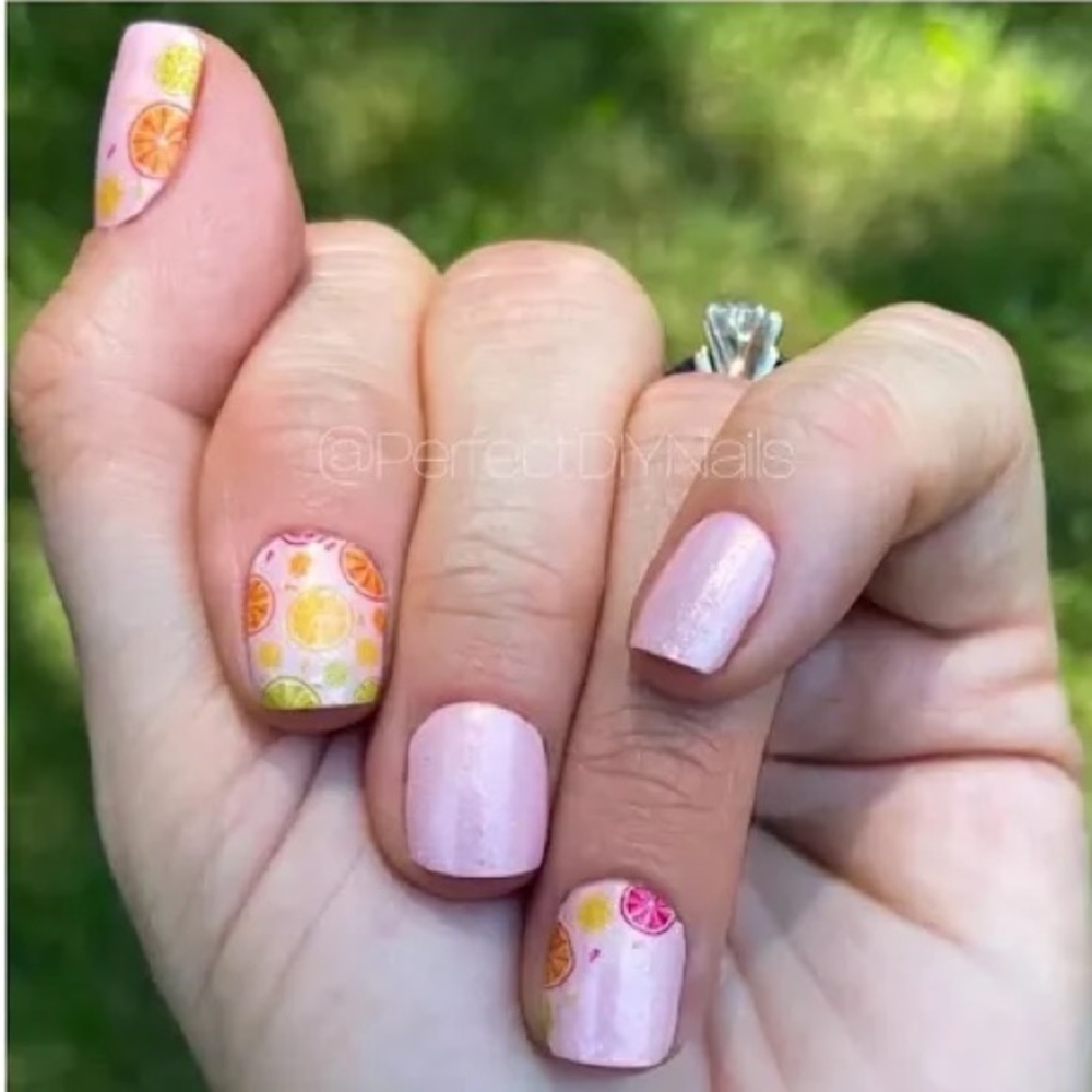 Main Squeeze • Color Street • Soft Pink Shimmer Base with Citrus Slices